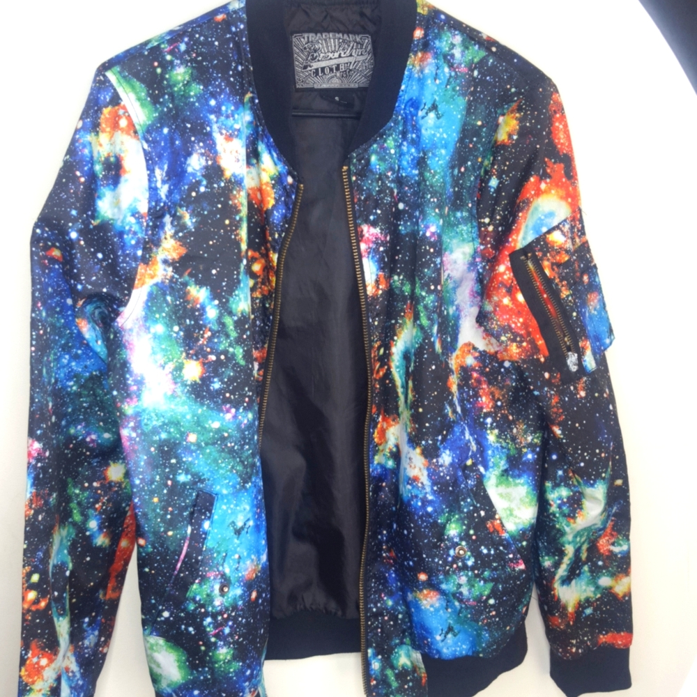 Brooklyn Clothing Galaxy print varsity jacket